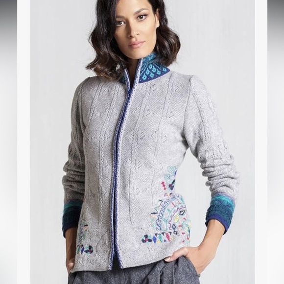 IVKO Women’s Wool Blend Artsy, Abstract Colorful Cardigan Sz 38 - Picture 12 of 14